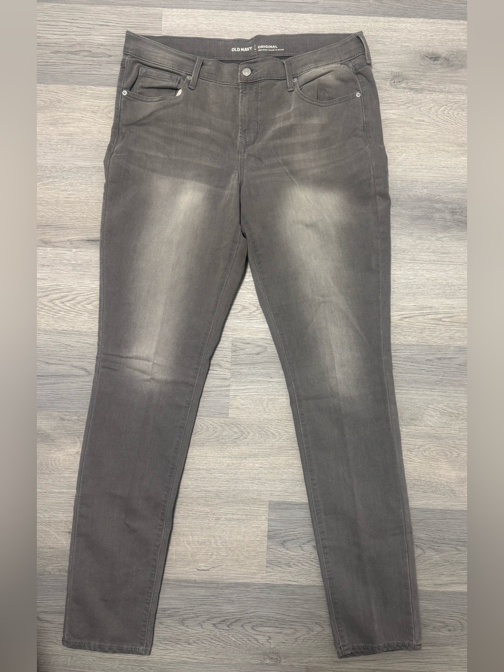 Old Navy Women’s 12 Tall Gray Straight Leg Stretch Jeans 33” Inseam